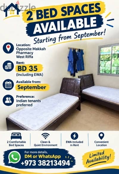 Bed space available west riffa