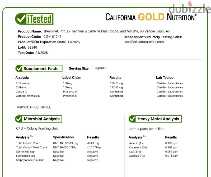 Nutricost L-tyrosine + Free caffeine/matcha supplement 9