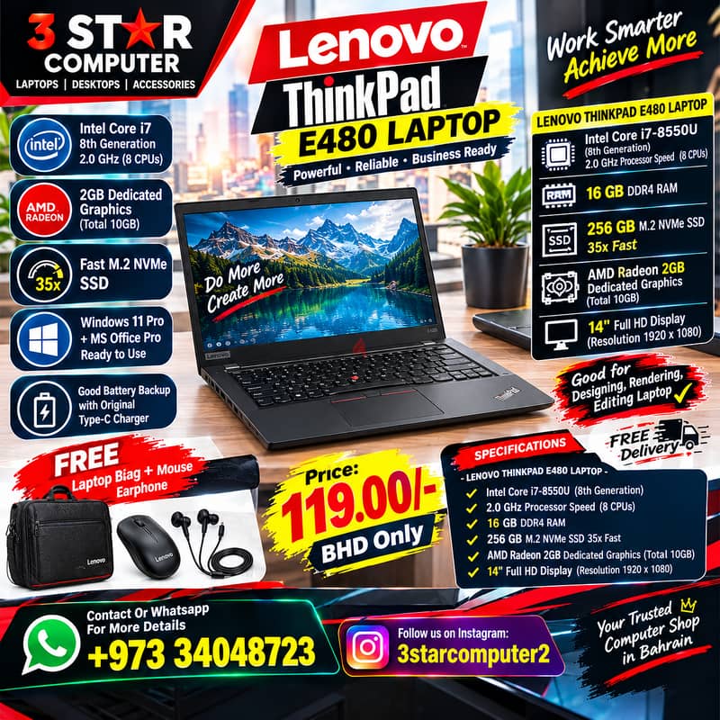 LenovoCore i7 Business Laptop 16GB RAM AMD Radeon 2GBGraphic Total10GB 1