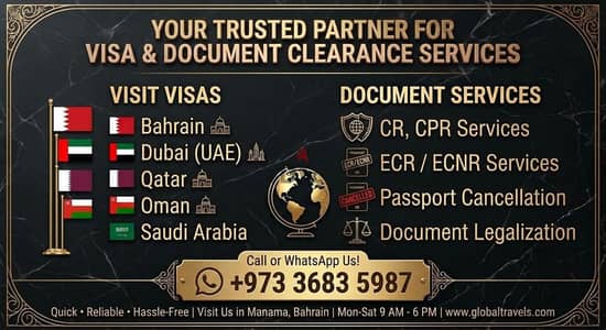 cr CPR passport cancellation and toursit visit visa for Bahrain