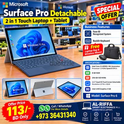 Microsoft Surface Pro Coe i5 8th Gen Detachable Touch Laptop + Tablet