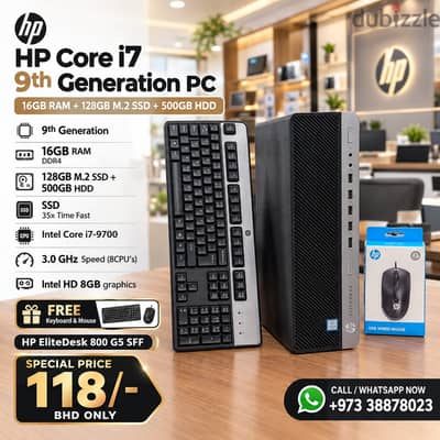 HP Core i7 9th Gen PC 16GB RAM 128GB M. 2 SSD+500GB HDD (35x Time Fast)