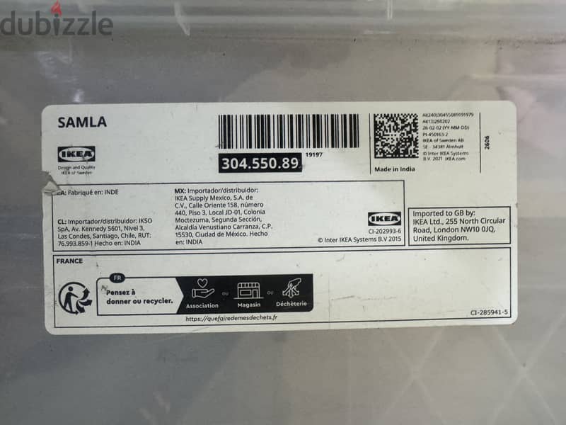Original IKEA SAMLA Storage Box with Lid & Clips - Large Capacity 130L 4