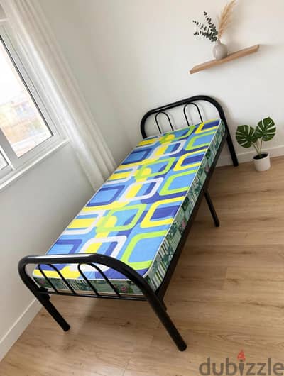 single metal bed frame with mattress strong & cleane .