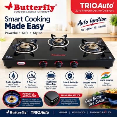 Butterfly TRIO Auto – 3 Burner Gas Stove