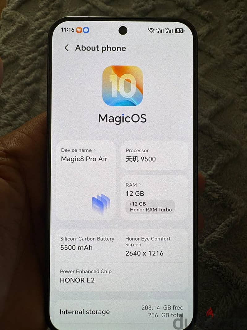 Honor magic 8 pro air 256 GB 12+12 watch box and wire no adaptor 1