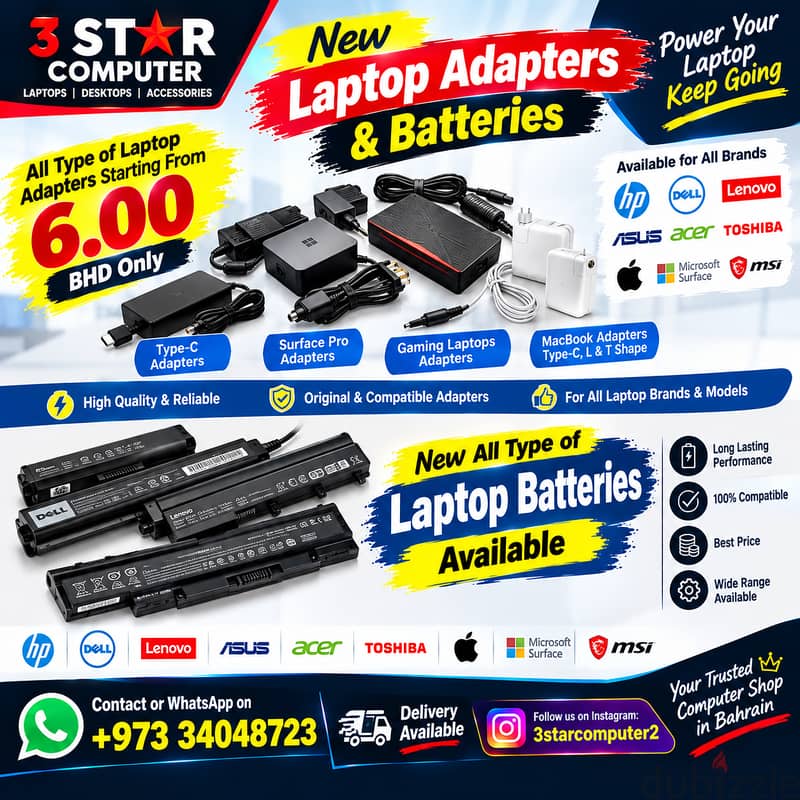 New Box Pack Laptop Adapters, Batteries MacBook,Type-C,Surface,Gaming 1