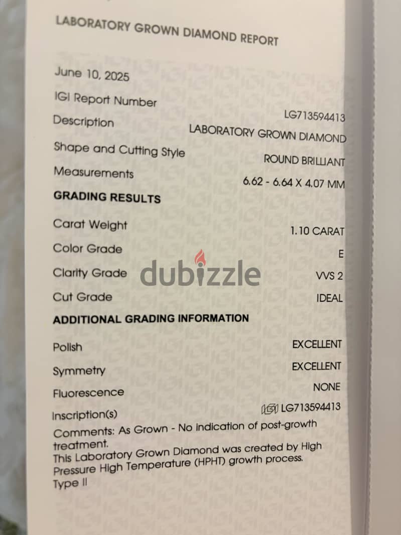 Lab grown Diamond vvs2 1.10 carat round base 18 k frame w certificate 4
