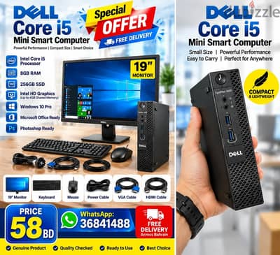Dell Core i5 Mini PC 8GB Ram 256GB SSD 19" Monitor win 11 cal/36841488