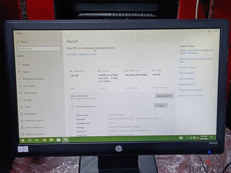 HP Computer Se 3GB/160GB HDD 19’’ Monitor with Gift Wi-Fi 23BD Only 3