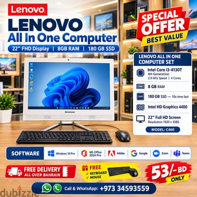 Best Offer LENOVO All In One Computer Set 22" Full HD Screen 8GB RAM