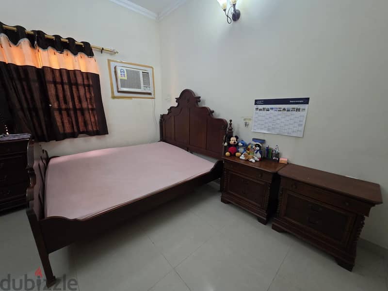 wood furniture with 1 bed, 2 side tables,1 Dressing table and 3 doors 2