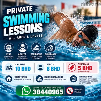 PRIVATE SWIMMING LESSONS — ALL AGES & LEVELS 