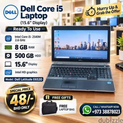 Dell Laptop Core i5 8GB RAM 500GB HDD 15.6" Display Windows & Office R