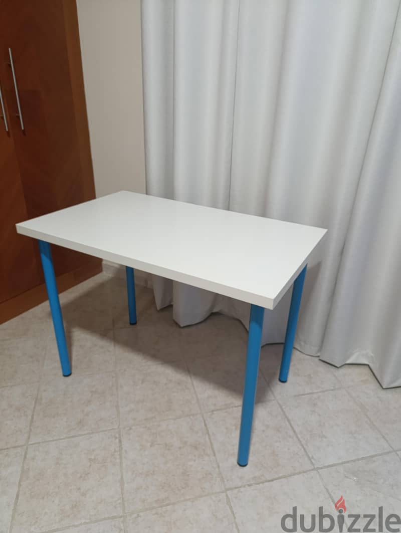 IKEA LINNMON Desk Table 100x60 cm with Blue ADILS Legs 1