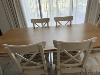 IKEA Dining Table with 6 Chairs – BD 80