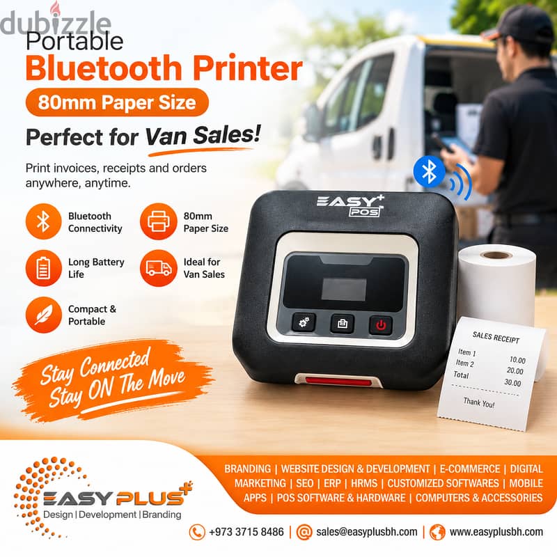 Take your billing on the road with the EASY+ POS Portable Bluetooth Pr 1