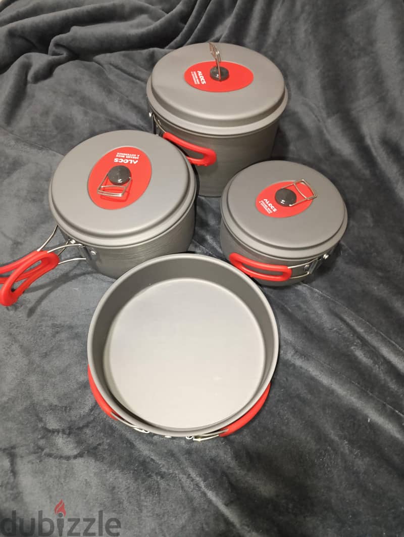 New Alocs 4-Piece Premium 5-6 Person Camping Cookware Set 1