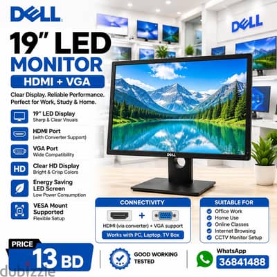 Dell 19" Display HDMI Monitor Same As New -Call/36841488
