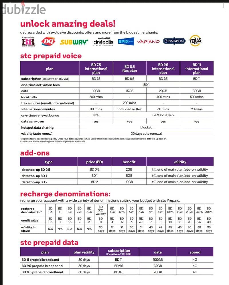 STC, 3 Sim mobile broadband and Home broadband plan available. 4