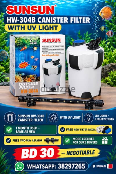 Sunsun filter HW304 B 1 month use