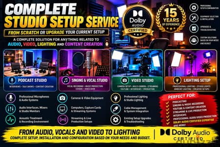 Complete Podcast, Singing, Audio & Video Studio Setup Service and part
