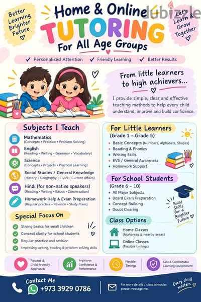 Tuitions for all age group