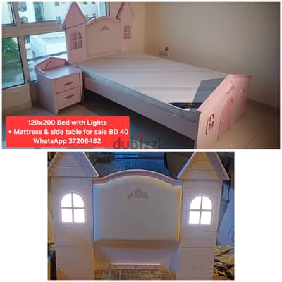 120x200 Bed with mattress and other items for sale with Delivery