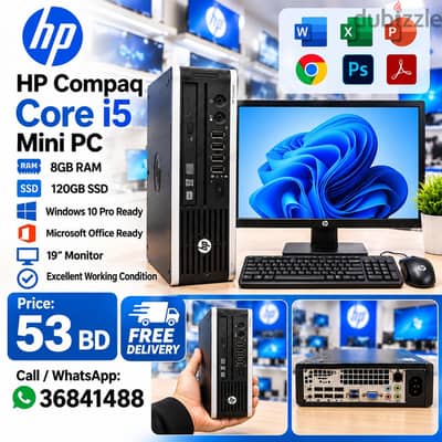 HP CORE I5 Mini PC SET 8GB RAM 120GB SSD 19" Monitor Call/36841488
