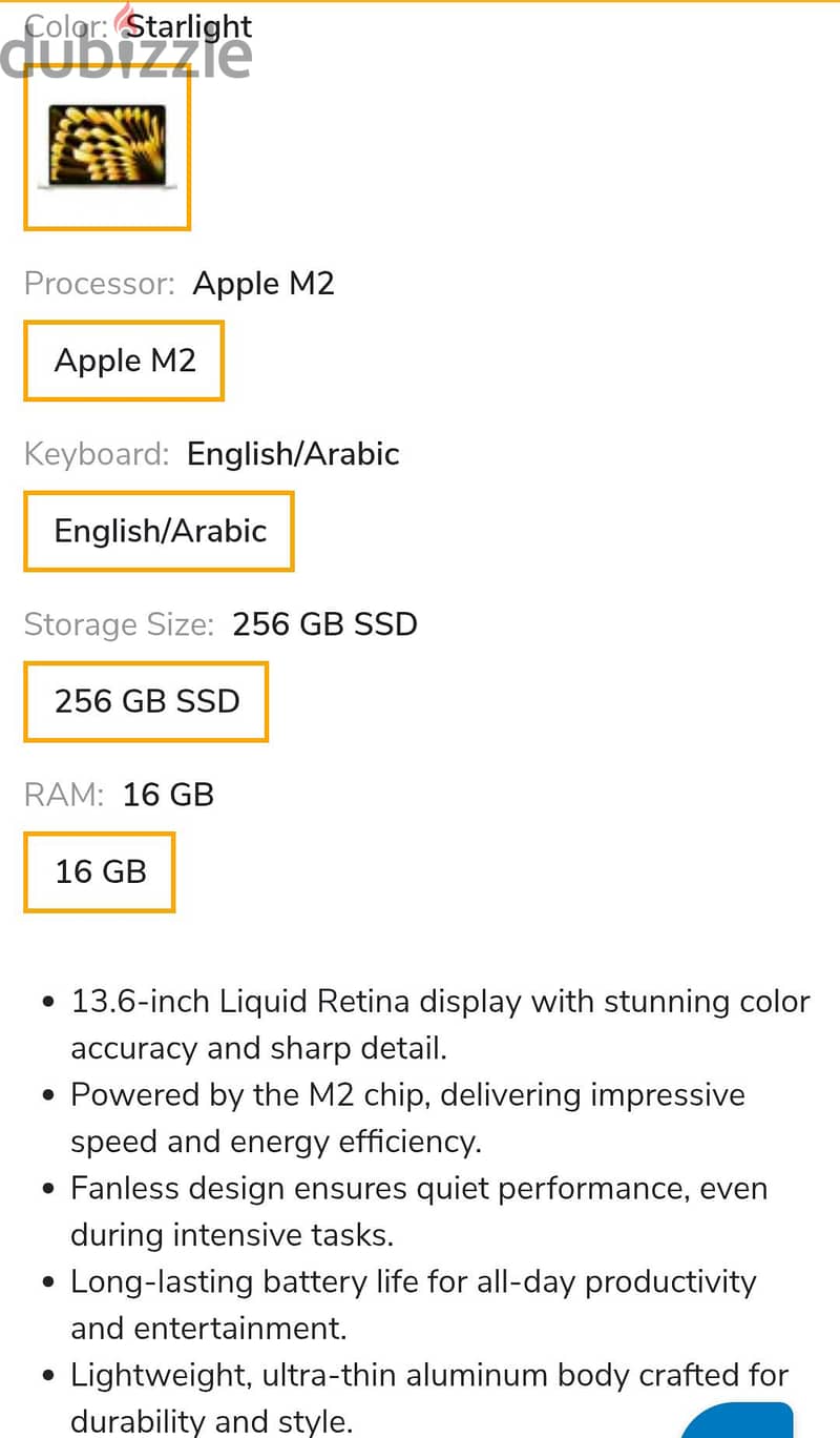 Macbook air M2 16gb ram 256gb 2
