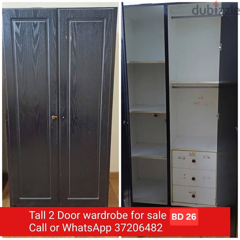 Wardrobe with full mirror & other items for sale with Delivery fixing 14