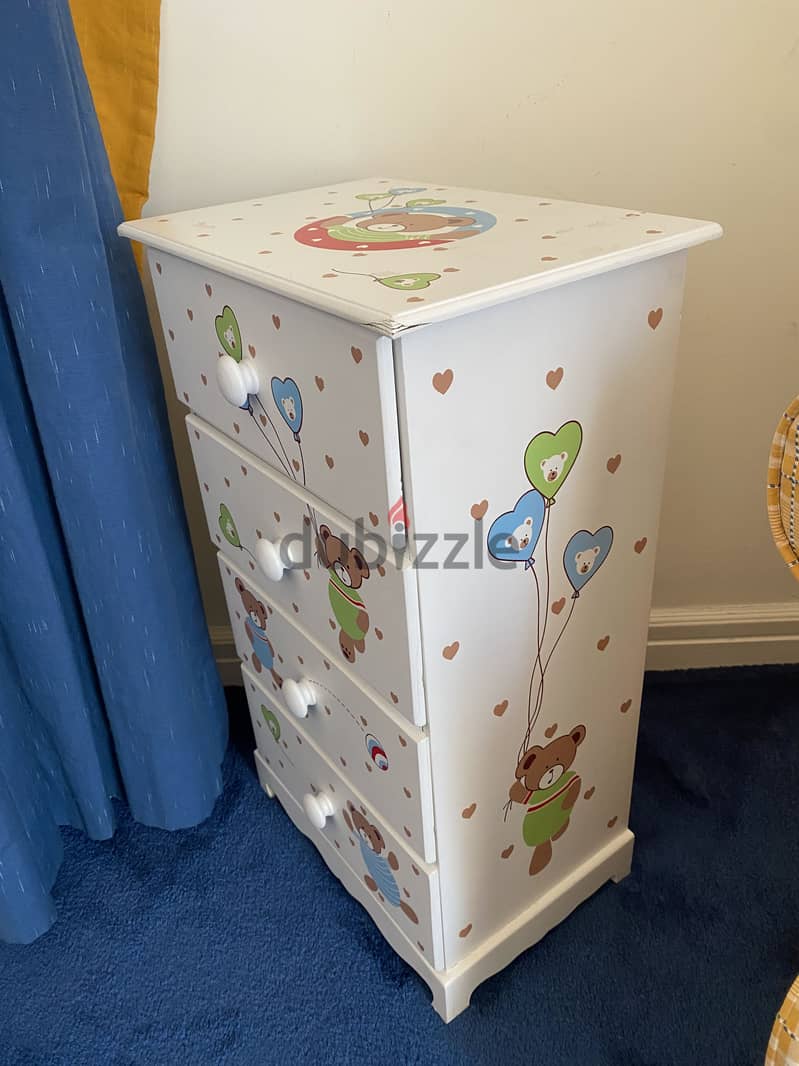 Kids Nursery Cabinet / Chest of Drawers – Teddy Bear Design 2