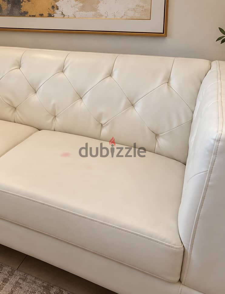 White Leather 2-Seater Sofa 1