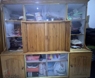 Wooden Showcase / TV Cabinet with Glass Display and Storage - Good C