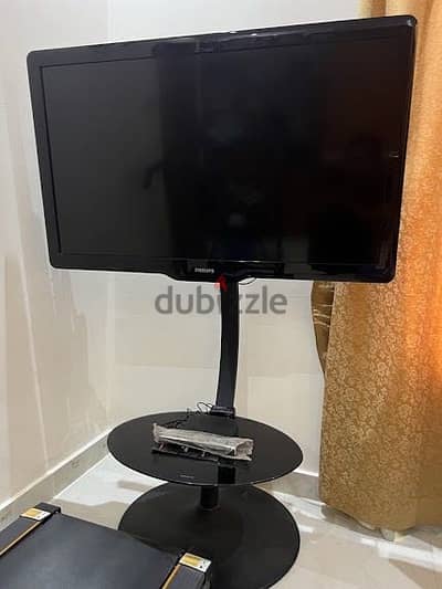 Philips TV 42”with Modern Glass Stand & Remote – Excellent Condition