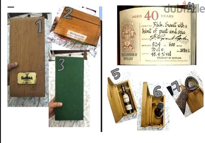 Ultra-Rare Glenfiddich 40 Year Old Empty Bottle & Wooden Box Set 7