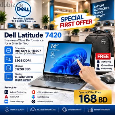 Dell Latitude 7420 Core i7 11th Gen Touch Laptop 32GB RAM 512GB SSD