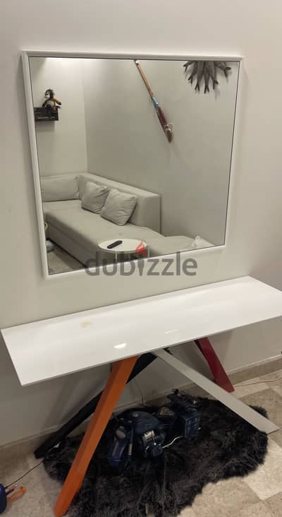 Modern Designer Console Table + Large Mirror – Excellent Condition