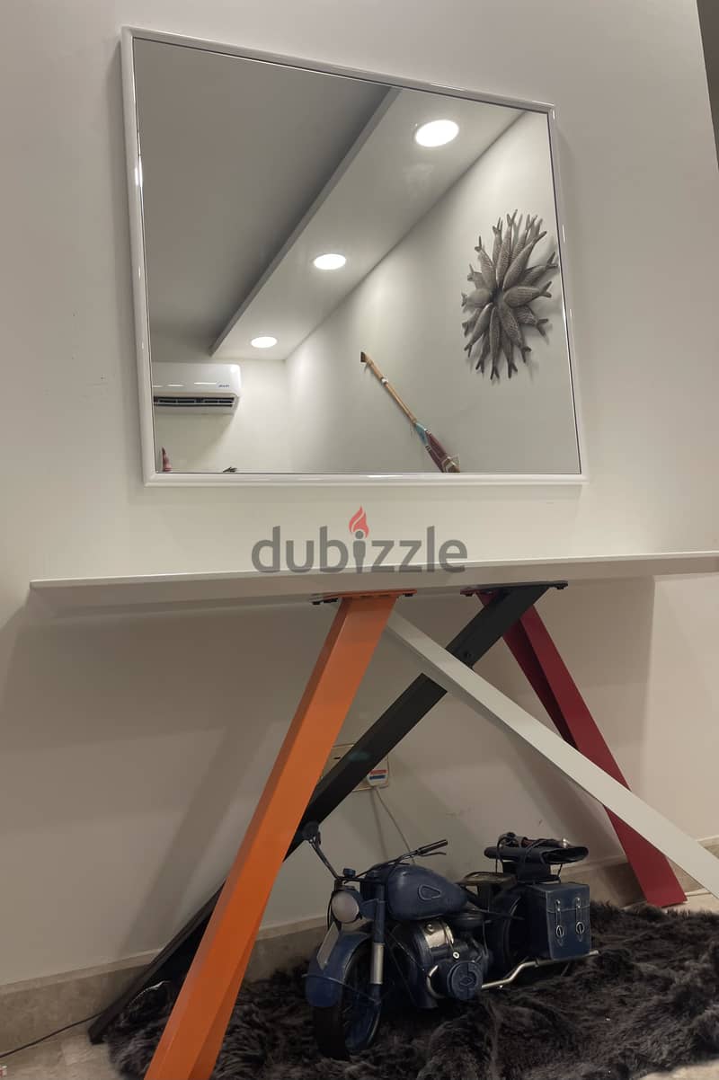 Modern Designer Console Table + Large Mirror – Excellent Condition 1