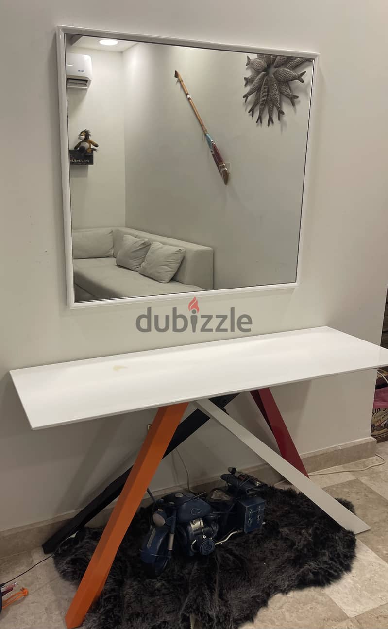 Modern Designer Console Table + Large Mirror – Excellent Condition 2