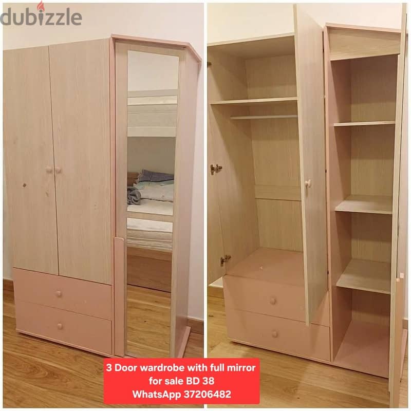 3 door wardrobe and other items for sale with Delivery 10