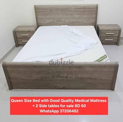 Queen size bed with mattress and other items for sale with Delivery