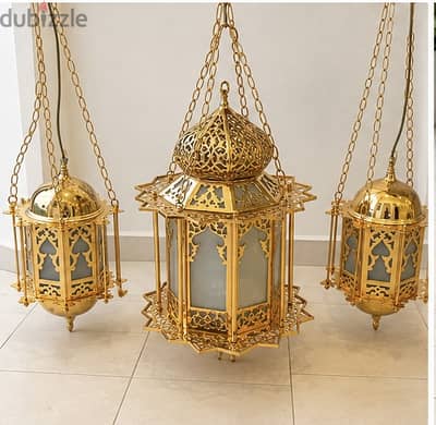 Set of Gold Lantern-Style Hanging Lights