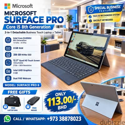 Surface Pro Core i5 8th Gen 2in1 Detachable Touch Laptop + Tablet 12.3