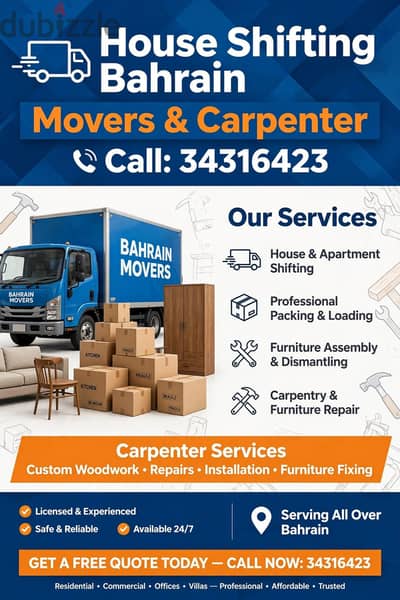 Professional moving shifting Bahrain movers and Packers
