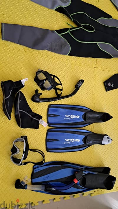 Fins, masks, suit, socks – genuine Tusa Conserro