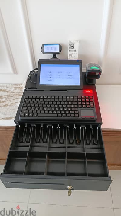 Pos casheir bill label printer cash box scanner barcode touch screen s