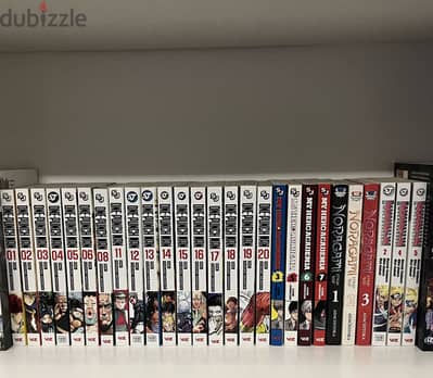 One punch man manga, MHA manga, noragami manga, and boruto manga