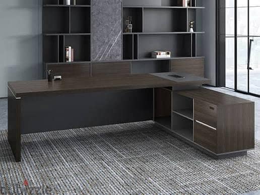 Long L-shape office Desk with chair 19