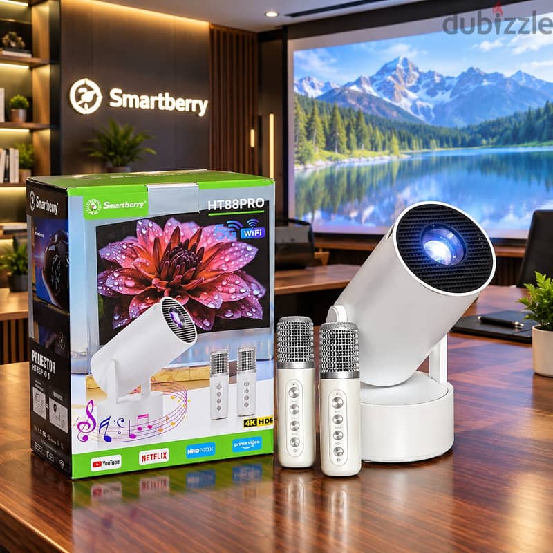 New Home Cinema Stereo Karaoke Projector With 2 Wireless Mic Projector 1